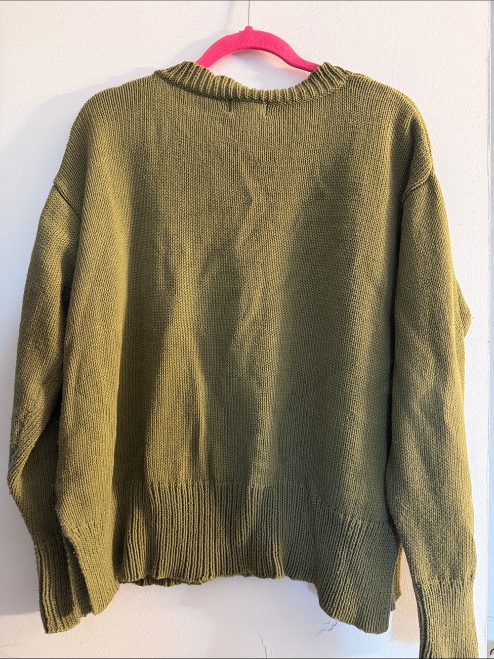 Honest Cotton brand one size olive green 100% cotton oversized knit sweater - Picture 5 of 6